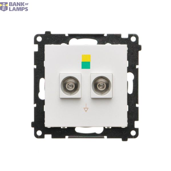 Double equipontential socket, module, white matt image 1