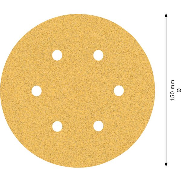 EXPERT C47 Sandpaper with 6 holes for Random Orbital Sanders 15 mm, G 8 5-pc image 2