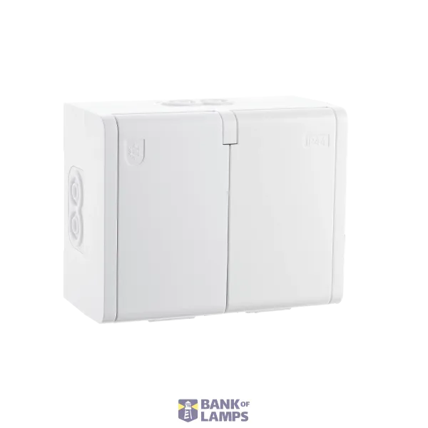 OUTLET SURFACE MOUNTED IP44 DOUBLE WHITE 6-PACK image 1