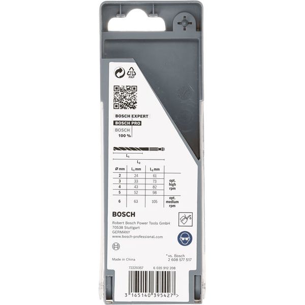 5-piece metal drill bit set HSS-G, DIN 338 2; 3; 4; 5; 6 mm 5 pcs. image 1