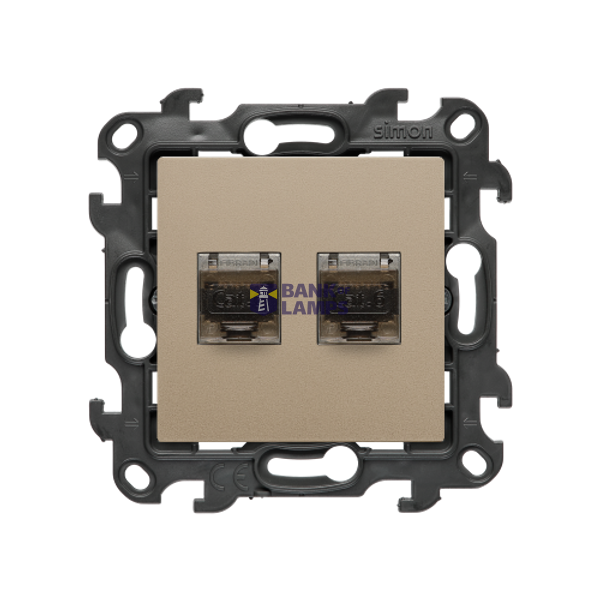 Double IT socket RJ45 category 6, (module), Simon 24, IP20, champagne matt image 1