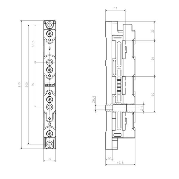 Universal busbar support, 3-pole 0 image 4