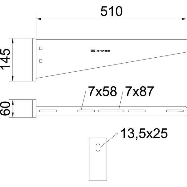 AW 55 51 A4 Wall and support bracket with welded head plate B510mm image 2