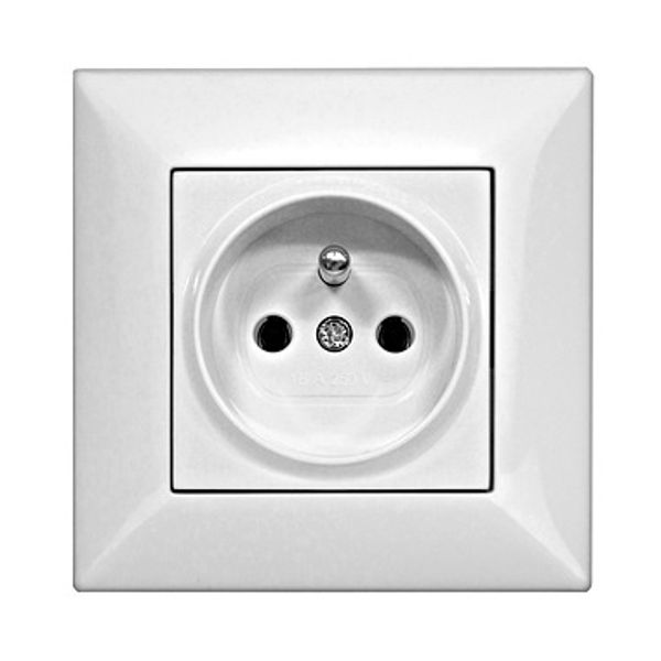 Pin socket outlet, complete, screw clamps, white image 1