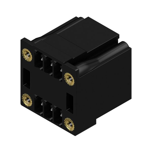 PCB plug-in connector, male header, Flange, THT solder connection, 3.81 mm, Number of poles: 6, 90°, Solder pin length (l): 3.2 mm, tinned, black, Box image 4