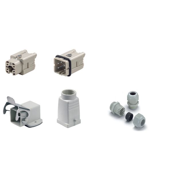 RockStar® HDC kits-Heavy-duty connectors, Kit, HA, Size: 1, Poles: 4, Screw connection, 400 V, 16 A, Plastic, PG 11 image 1
