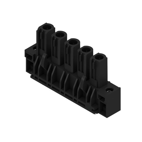 PCB plug-in connector, female header, Flange, THT solder connection, 7.62 mm, Number of poles: 5, 180°, Solder pin length (l): 3.2 mm, tinned, black, Box image 4