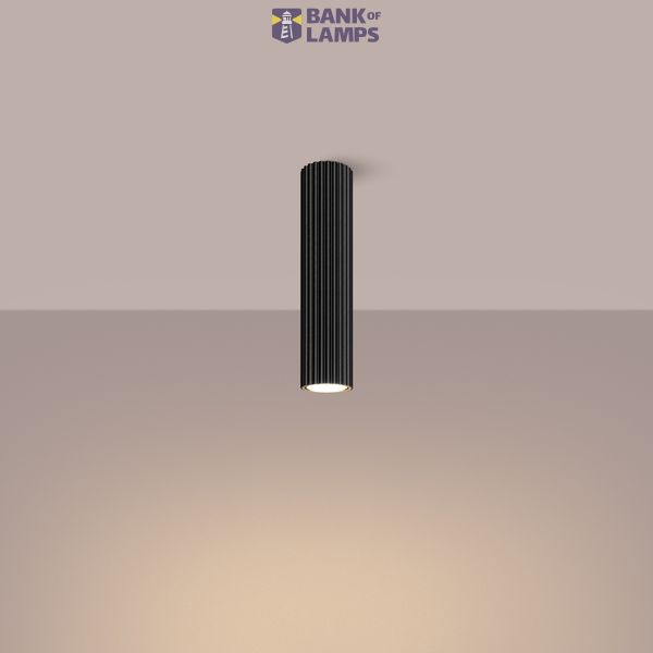 VERTICAL TUBE 30CM WITH AN ELEGANT BLACK LAMPSHADE FOR GU10 FROM THE KARBON FAMILY image 12