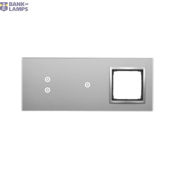 Touch panel 3 modules, Modul 1: 2 vertical touch fields, Module 2: 1 touch field, Module 3: space for Simon 54 module, Fixing: horizontal, Silver mist image 1