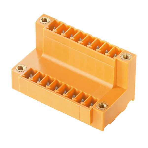 PCB plug-in connector, male header, Flange, THT solder connection, 3.81 mm, Number of poles: 6, 180°, Solder pin length (l): 3.2 mm, tinned, Pale green, Box image 1