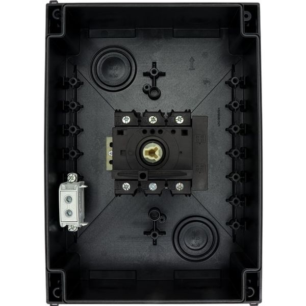 P3-100/I5/SVB/HI11 Main switch, P3, 100 A, surface mounting, 3 pole, 1 N/O, 1 N/C, Emergency switching off function, With red rotary handle and yellow locking ring, Lock image 4
