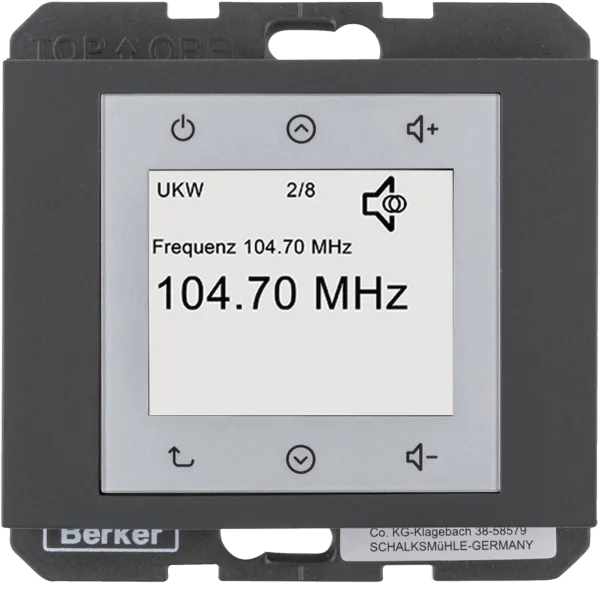 Radio Touch, 230 V AC, 50/60 Hz, Stereo FM radio s RDS, Berker K.1/K.5, antracit mat, lak. image 1