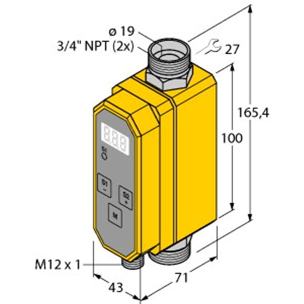 Flow Rate Monitoring Inline Sensor with Integrated Processor   FTCI-N3/4D19A4P-2ARX-H1160 image 1