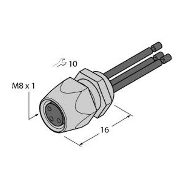Female Flange with Stranded Wires, Front-mounted   PFKS3-1.5 image 1