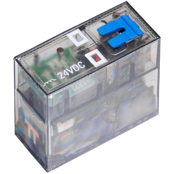 CUBESERIES, Relay, Number of contacts: 2,  CO contact AgNi, Rated control voltage: 24 V DC +10 % / -20 %, Continuous current: 8 A, Plug-in connection, Test button available: Yes image 1
