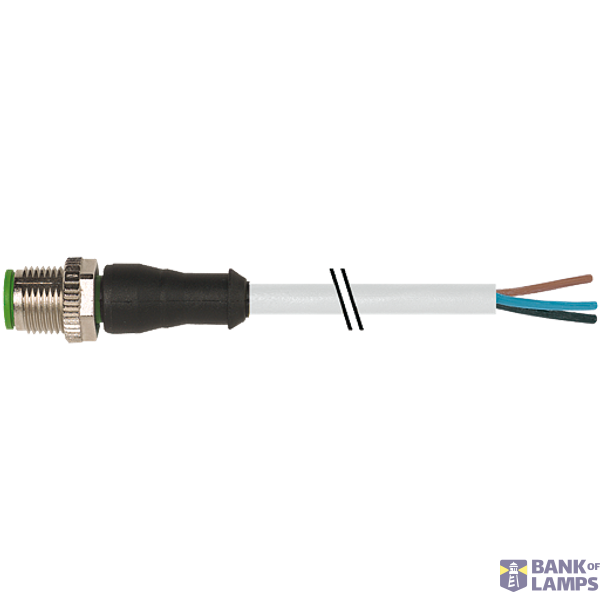 M12 male 0° A-cod. with cable PUR 2x1.5 gy 15m image 1