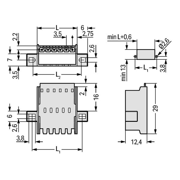 Panel feedthrough male connector clamping collar 2-pole light gray image 3