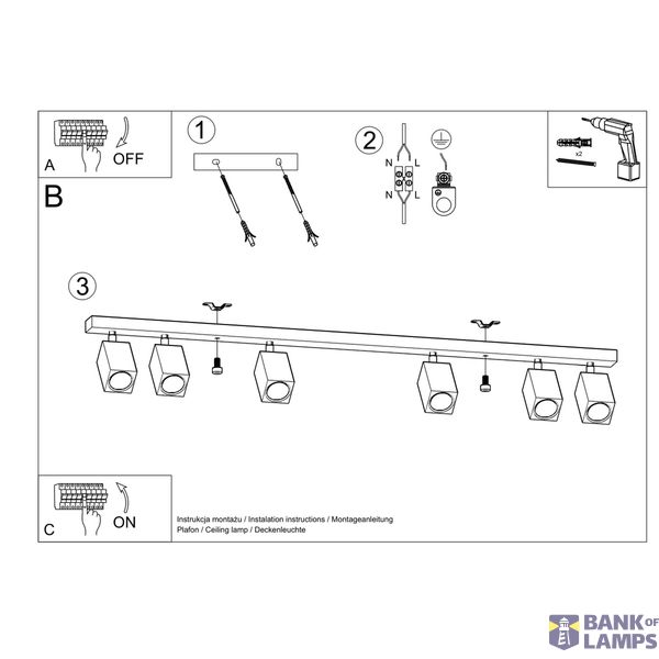 CEILING LAMP KEKE 6 OAK GU10 6X40W IP20 image 4