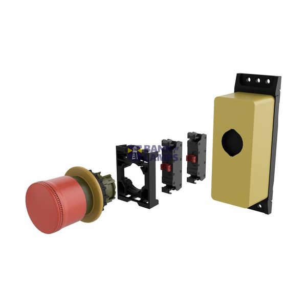Emergency stop/emergency switching off pushbutton, Rectangular yellow  image 2