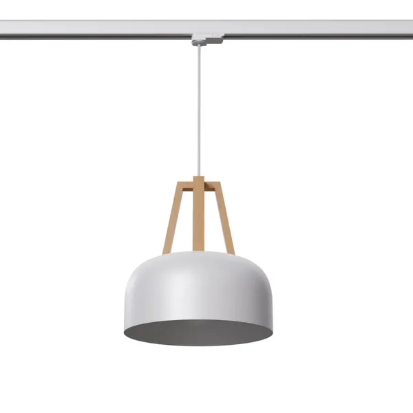 HANGING LAMP 3 PHASE CASCO WHITE/NATURAL WOOD E27 4000K 7.5W 690LM image 1