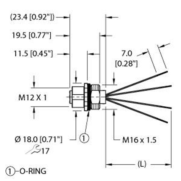 M12 Power Flange Front-mounted   FK46PT-0.5/M16 image 1