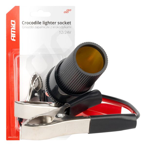 Crocodile adapter for cigarette lighter socket 12V 24V 15cm AMIO-03803 image 1