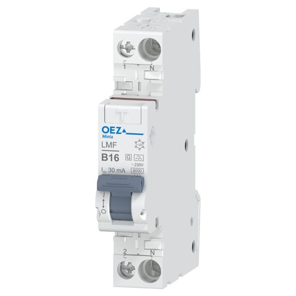 Residual current circuit breaker with overcurrent protection / RCBO LMF-16B-1N-030A-G image 1