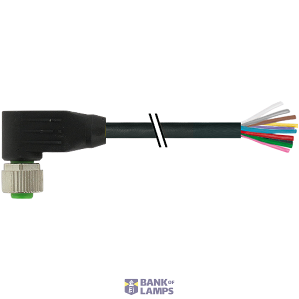 M12 female 90° A-cod. with cable PUR 12x0.14 bk UL/CSA+drag ch. 0.5m image 2