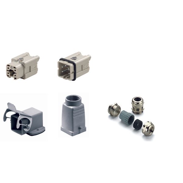 RockStar® HDC kits-Heavy-duty connectors, Kit, HA, Size: 1, Poles: 4, Screw connection, 400 V, 16 A, Aluminium, M 20 image 1