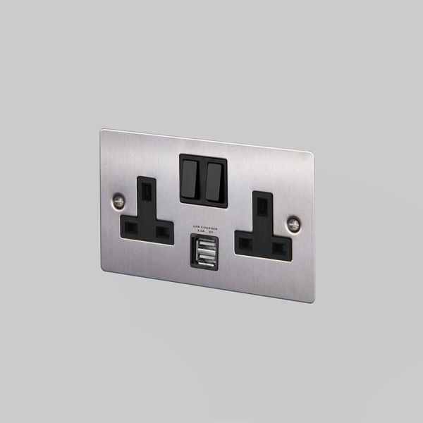 2G UK PLUG SOCKET / USB / STEEL image 1