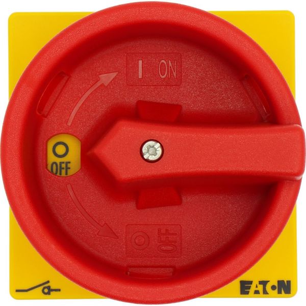 P1-25/V/SVB Main switch, P1, 25 A, rear mounting, 3 pole, Emergency switching off function, With red rotary handle and yellow locking ring, Lockable in the 0 (Off image 35