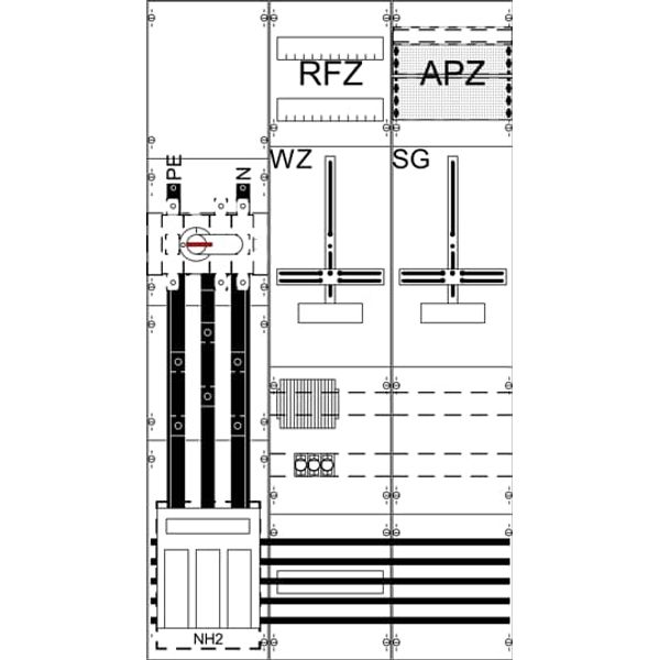 WF39KK53T Complete panel according to FNN In 250 A with three-point fastening image 1