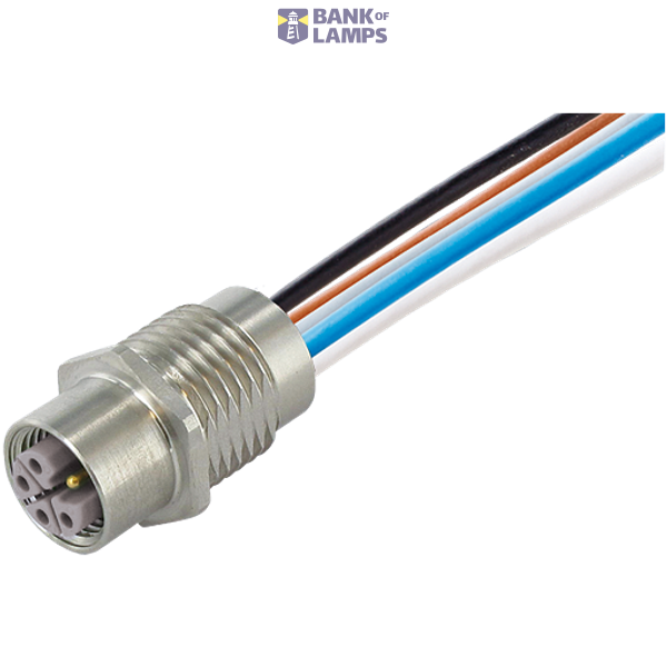 M12 Power female recept. L-cod. front incl.nut PUR-wires 5x1.5 3m image 2