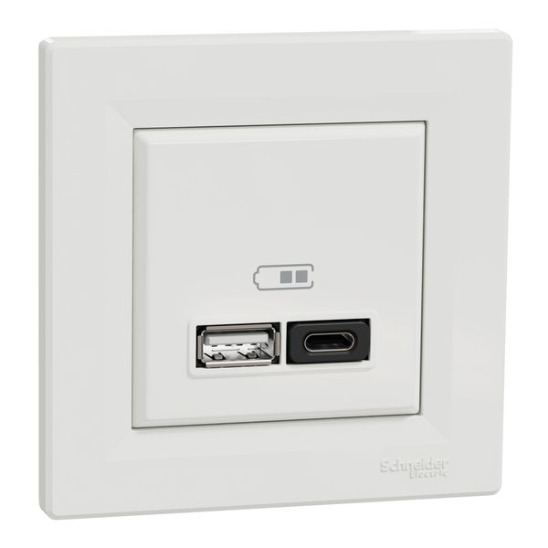 Asfora - Double USB A+C fast charger 3A 45W, white (EPH2700421) image 1