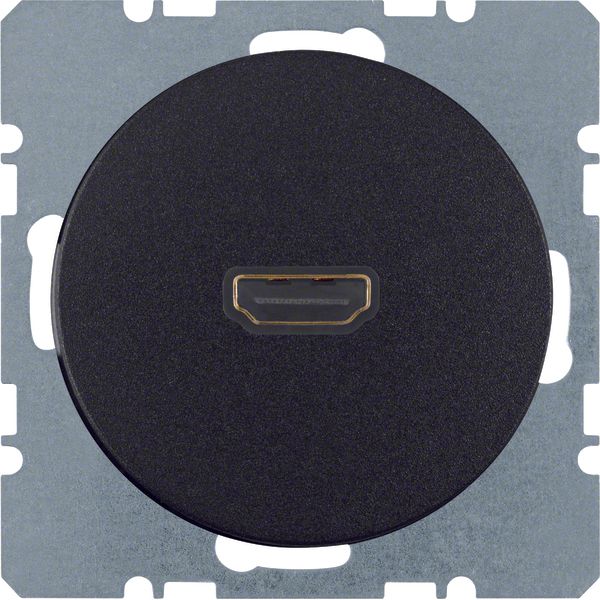 High definition soc. out. 90° plug connection, R.1/R.3, black glossy image 1