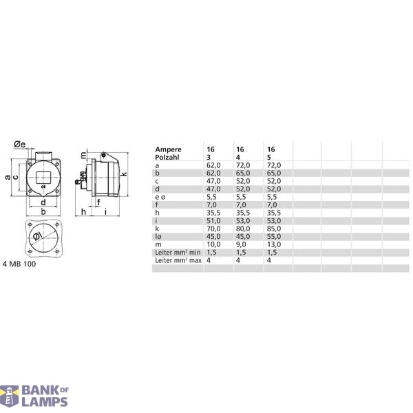 ICD 10h 16A 5P >50V IP44 72x66 QC image 4