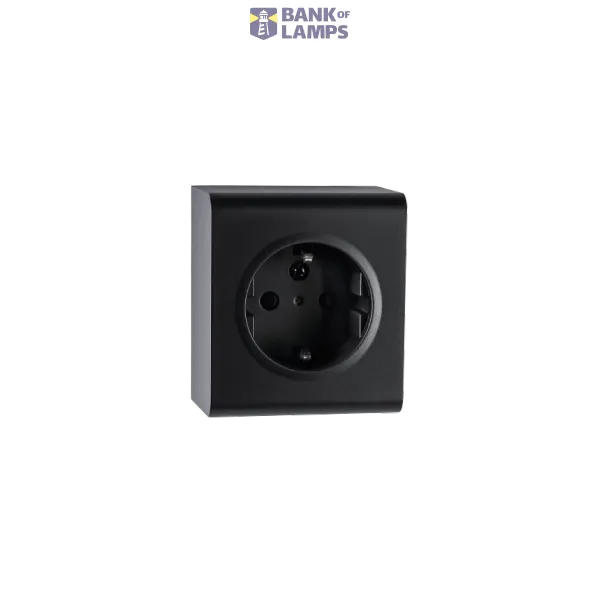 OUTLET SURFACE MOUNTED SINGLE W/EARTH BLACK 6-PACK image 1