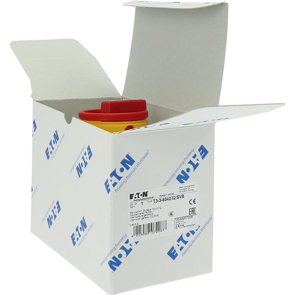 T3-3-8342/I2/SVB Main switch, T3, 32 A, surface mounting, 3 contact unit(s), 6 pole, Emergency switching off function, With red rotary handle and yellow locking ring, image 40