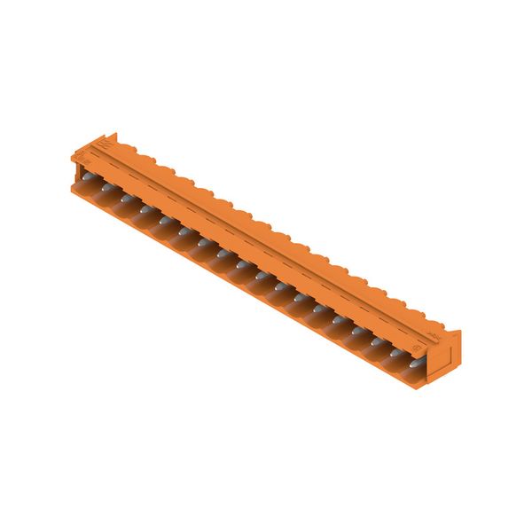 PCB plug-in connector, male header, Dovetails for fixing blocks, THT solder connection, 5.08 mm, Number of poles: 18, 90°, Solder pin length (l): 3.2 mm, tinned, orange, Box image 2