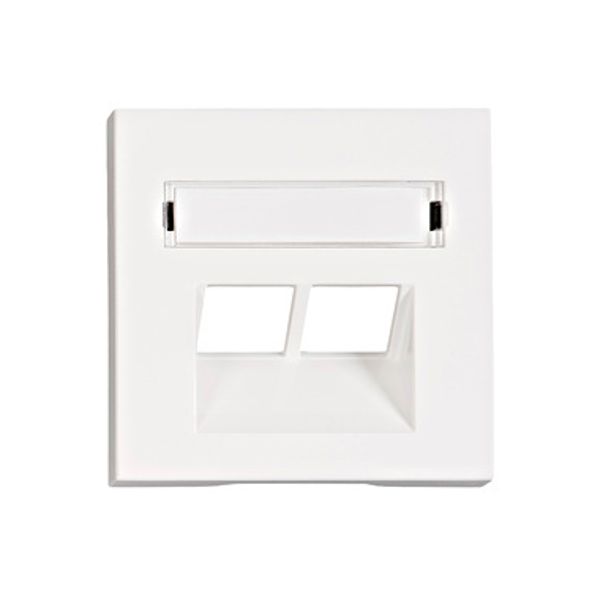 Cover for RJ45 UAE outlet, labelling window, 2-Port, white image 1