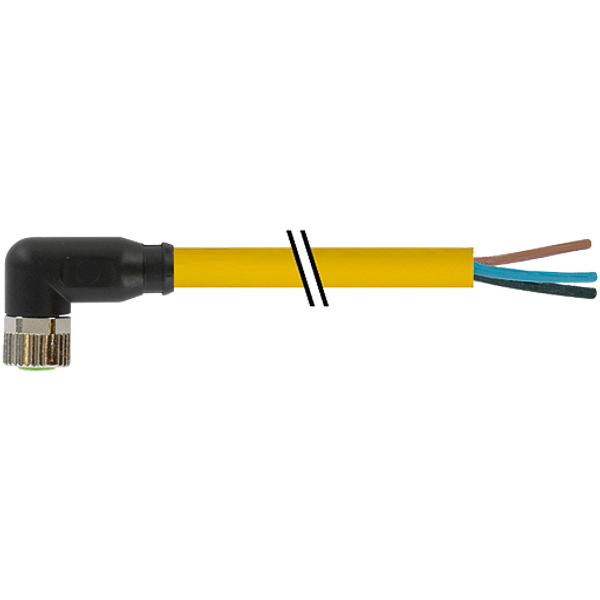 M8 female 90° A-cod. with cable PUR 3x0.34 ye +robot+drag ch. 10m image 1