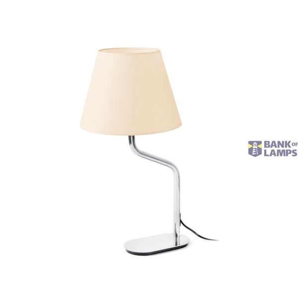 ETERNA CHROME TABLE LAMP BEIGE LAMPSHADE image 1