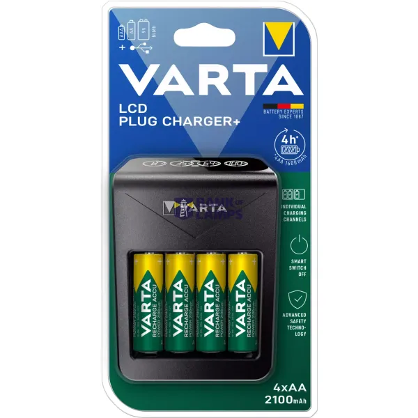 VARTA 57687 101 461 LCD Plug Charge r+ incl. 4x AA 2600mAh BL1 image 1