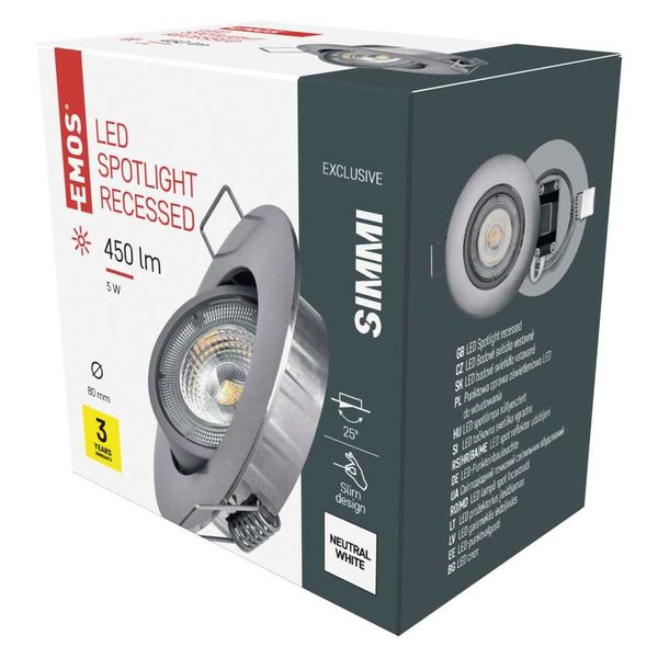 LED Spotlight SIMMI silver, round, 5W neutral white image 1