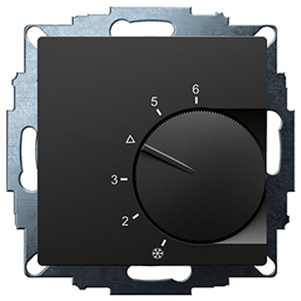 UP room controller, matt black 55x55, 5-30C, AC 230V, 1NC, 10 A image 1