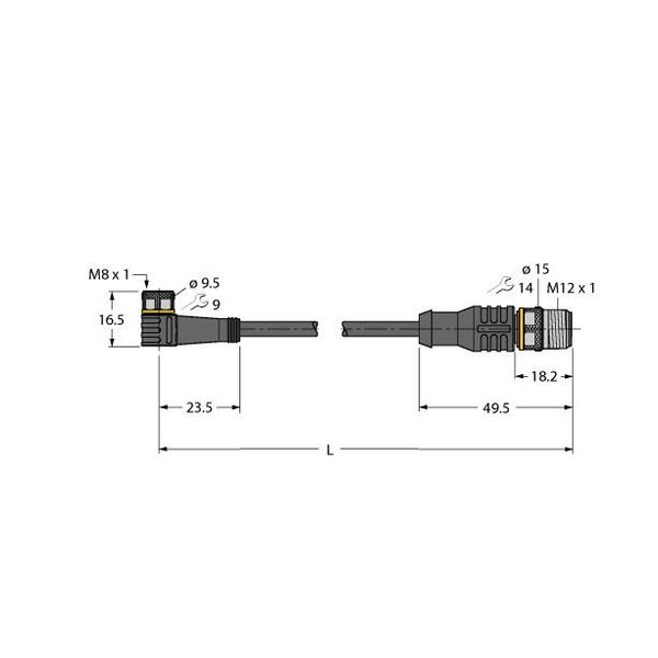 Actuator and Sensor Cable, PVC Extension Cable   PKW4M-1-RSC4.4T/TEL image 1
