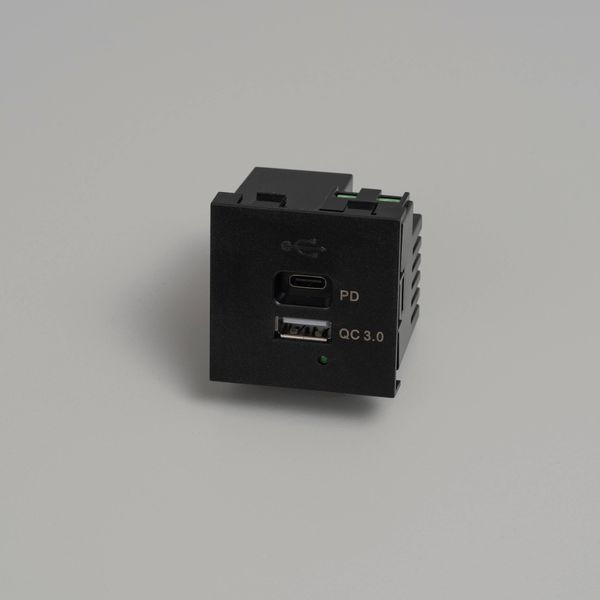 USB MODULE / USB A + C QUICKCHARGE / 45 MM / BLACK image 1