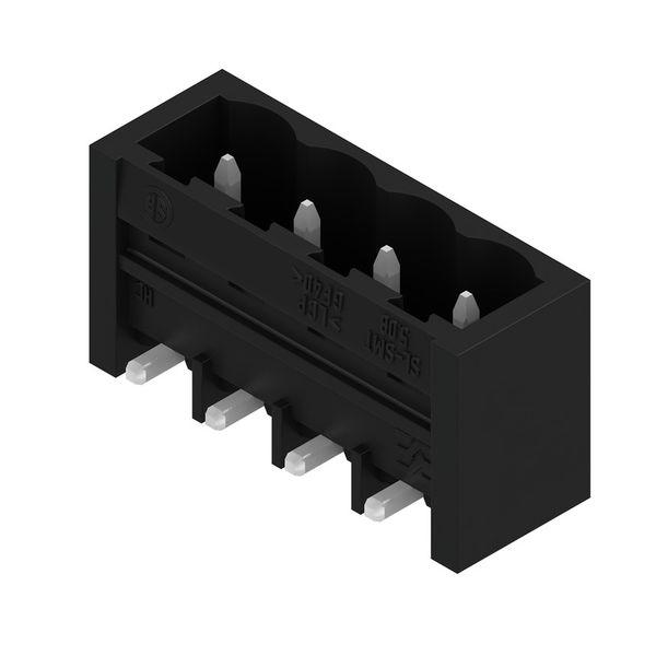 PCB plug-in connector, male header, closed side, THT/THR solder connection, 5.08 mm, Number of poles: 4, 270°, Solder pin length (l): 1.5 mm, tinned, black, Box image 3