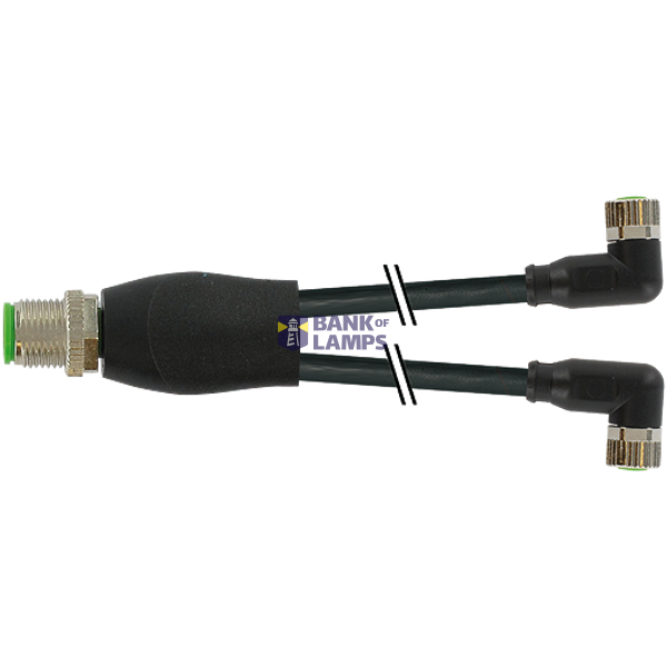 Y-Distributor M12 male / M8 female 90° A-cod. PUR 3x0.25 bk 7.5m image 1
