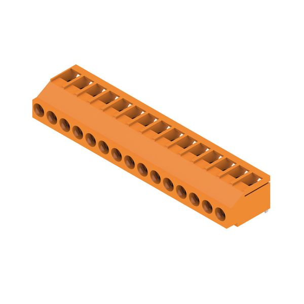 Printed circuit board terminals, 5.08 mm, Number of poles: 15, 180°, Solder pin length (l): 3.2 mm, tinned, orange, Clamping yoke connection, Clamping range, max. : 6 mm², Box image 4